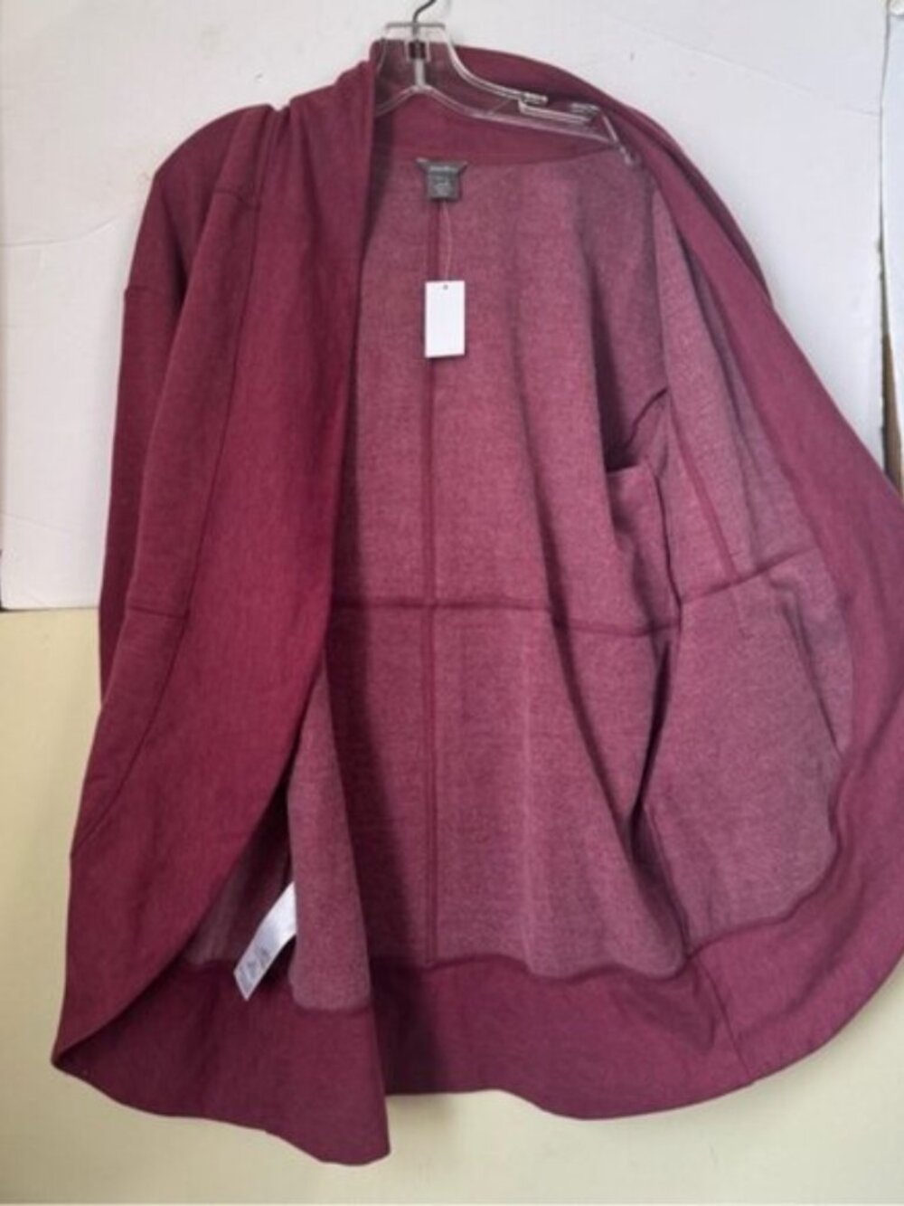 Eddie Bauer NEW Camp Cotton Fleece Wrap Pockets Cardigan Sweater Top Burgundy L - Picture 5 of 16